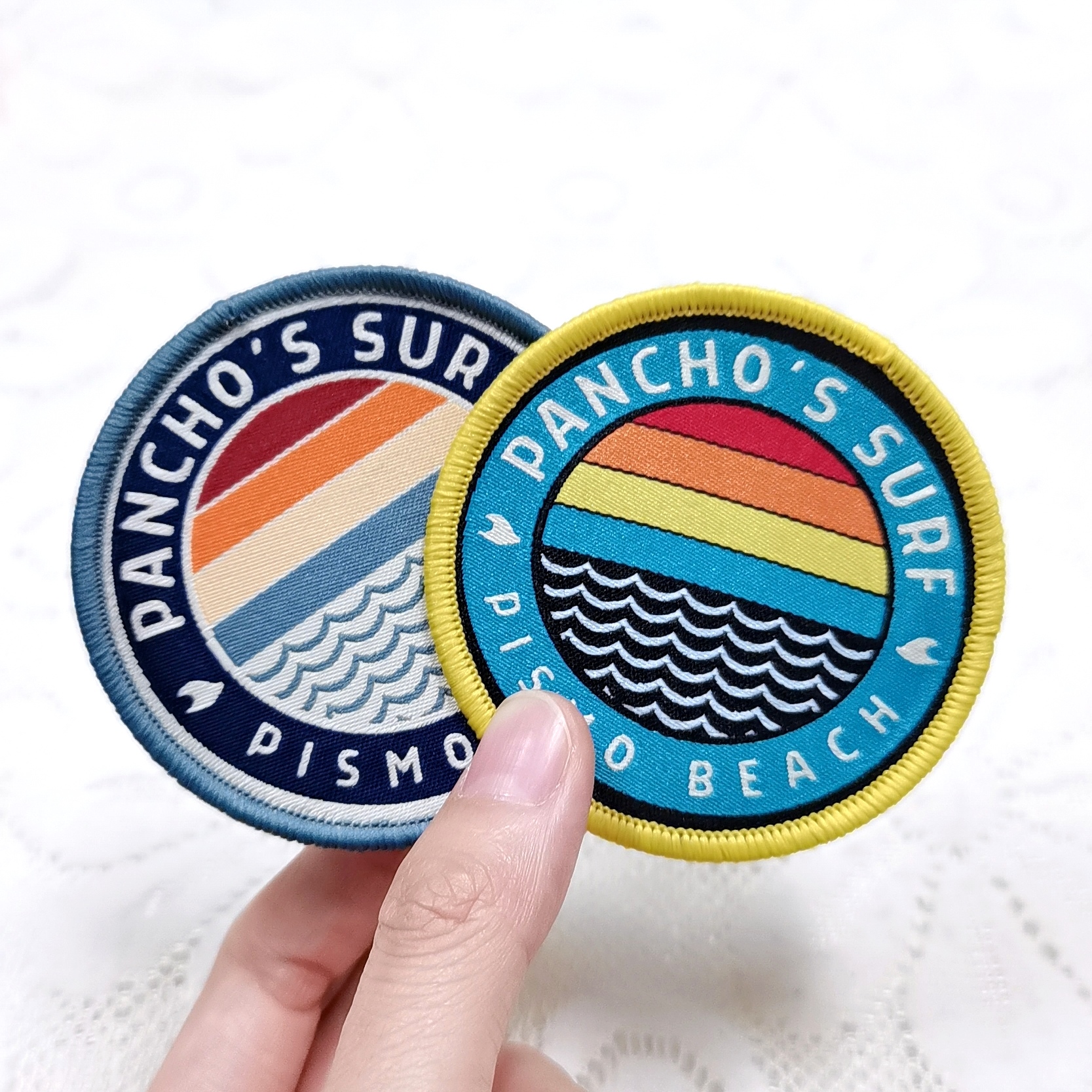 Custom Round Shape with Number Design Woven Patches