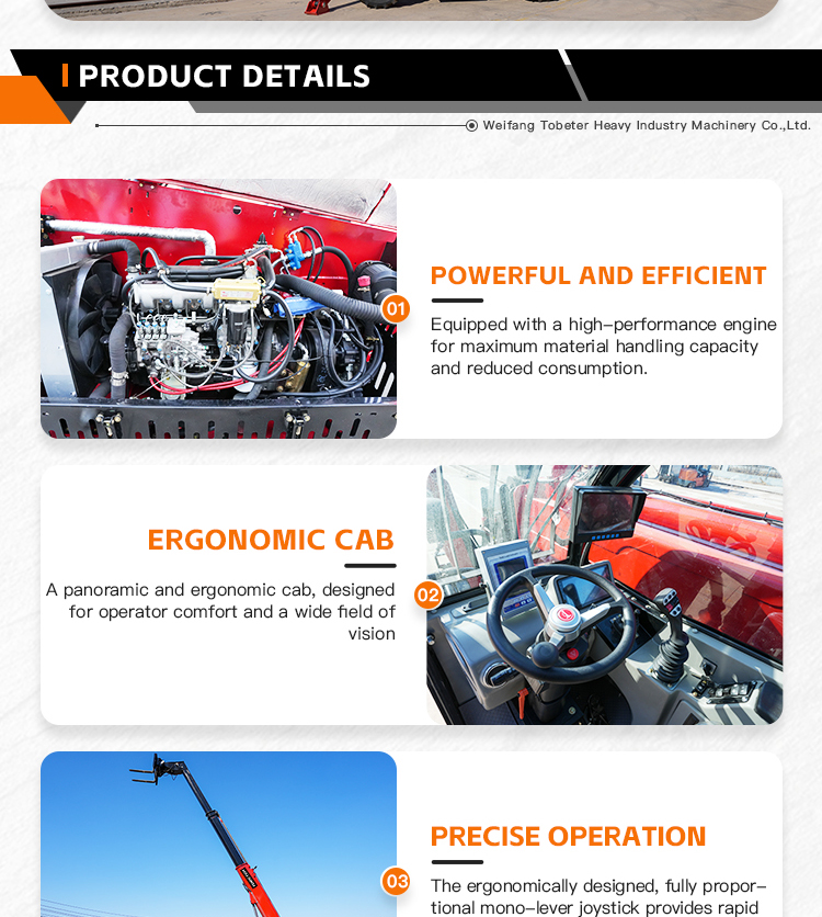 4.5 ton Heavy-Duty Telehandler TR1050 details