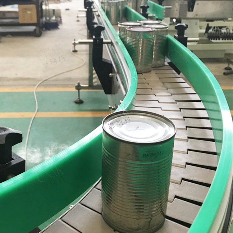 Convoyeur à plaques pour bouteilles et conserves alimentaires, convoyeur à chaîne à platelage supérieur pour ligne d'emballage industrielle ENKS-02