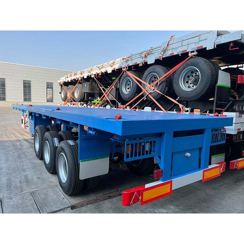 Flat bed semi trailer for 40 hq container transport
