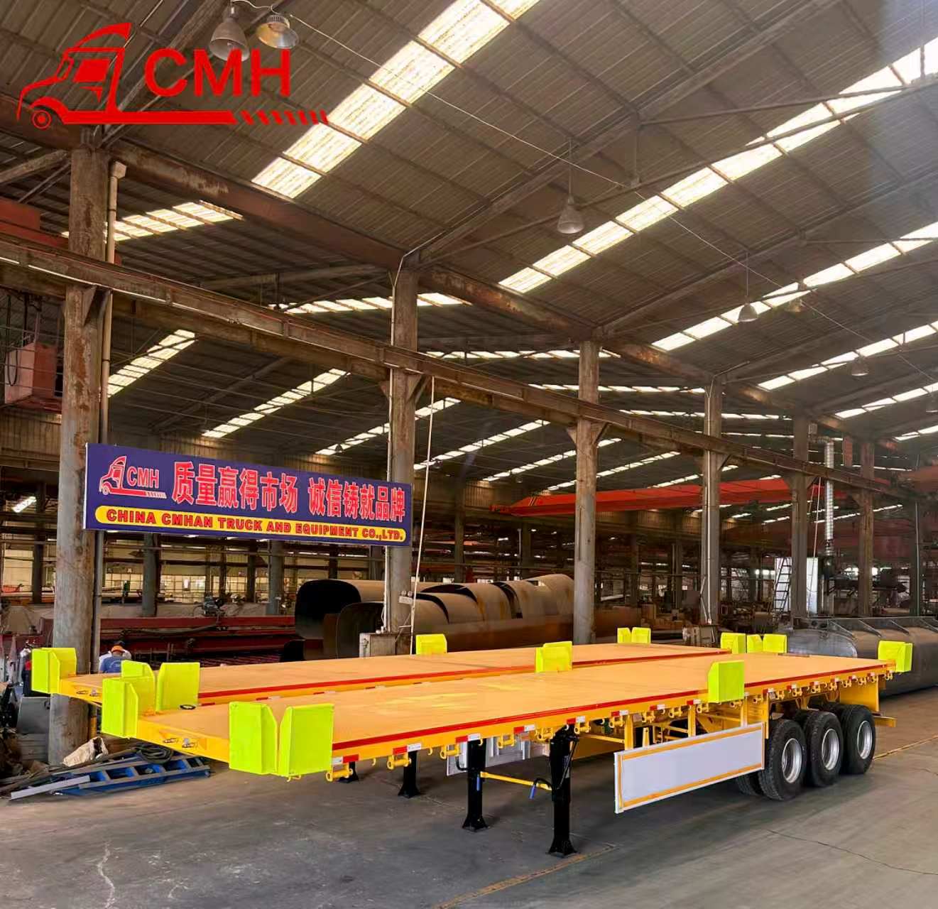 CMH 40 Feet 3 Axles Flat Bed Semi Trailer Pay-load 35 Ton with 12R22.5 Tire  Good Quality and Low Price