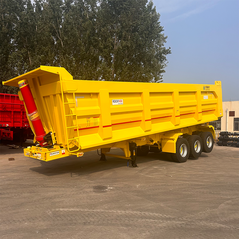 3 axles tipper trailer U shape cargo box  50 Ton capacity