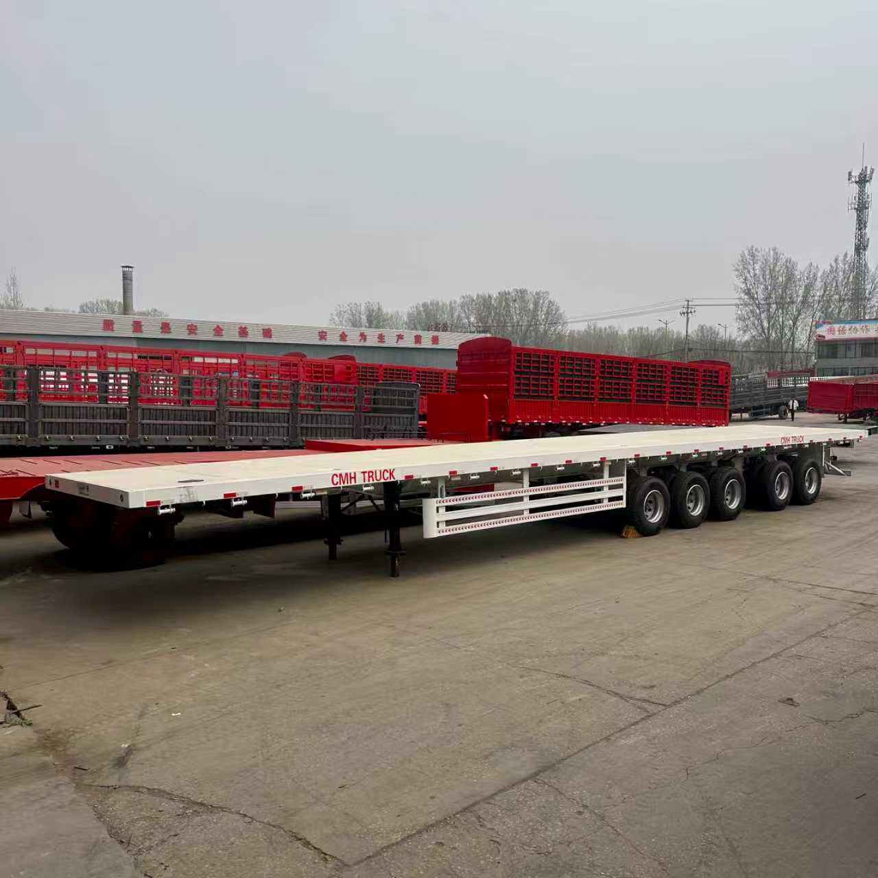2026 Year Model CMHTRUCK 5 Axles Flat Semi-trailer Load Capacity 100 Tons Good Quality and Low Price for Sale