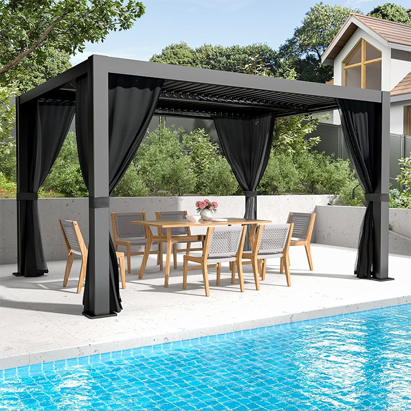 Smart Rainproof Motorized Aluminum Pergola | Adjustable Louvered Roof Outdoor Pergola