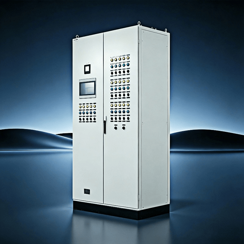 Indoor Double-Door PLC Control Cabinet | Single HMI Touch Screen on Front Panel for Factory Automation