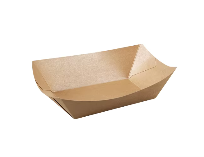 Disposable Takeaway Fast Food Packing Box Fried Chicken Chips Recyclable Food Grade Hotdog Kraft Paper Food Boat Tray manufacture