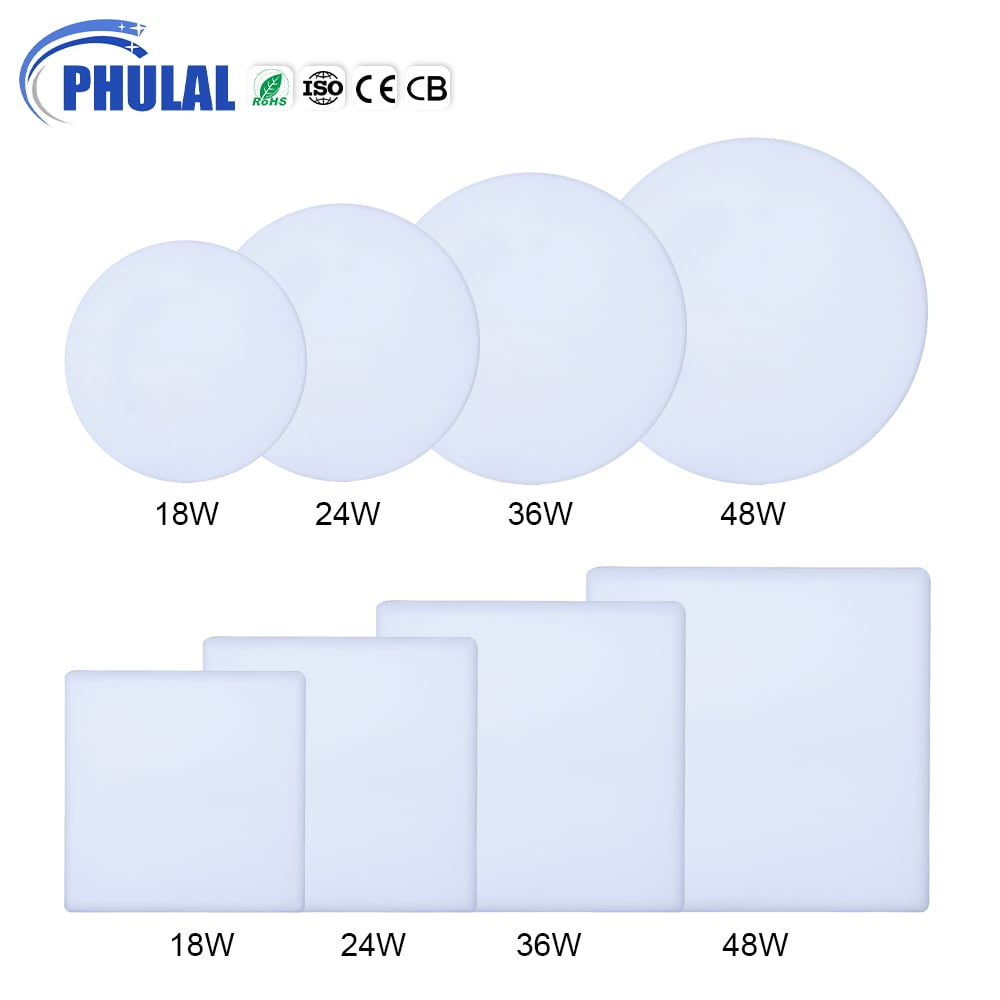 Pembuat Produk Pencahayaan Langit-langit Dinding Dalam Ruangan Permukaan Pemasangan Rumah 12w 18w 24w 36w Smd Persegi Bulat Tipis Lampu Panel Led