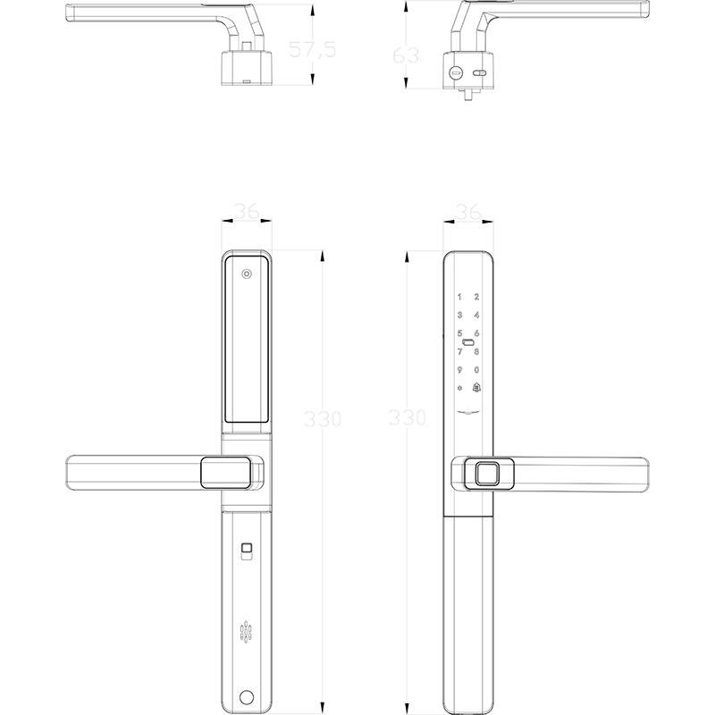 K01 Semi-automatic IP66 Waterproof Thermal Break Aluminum Smart Lock