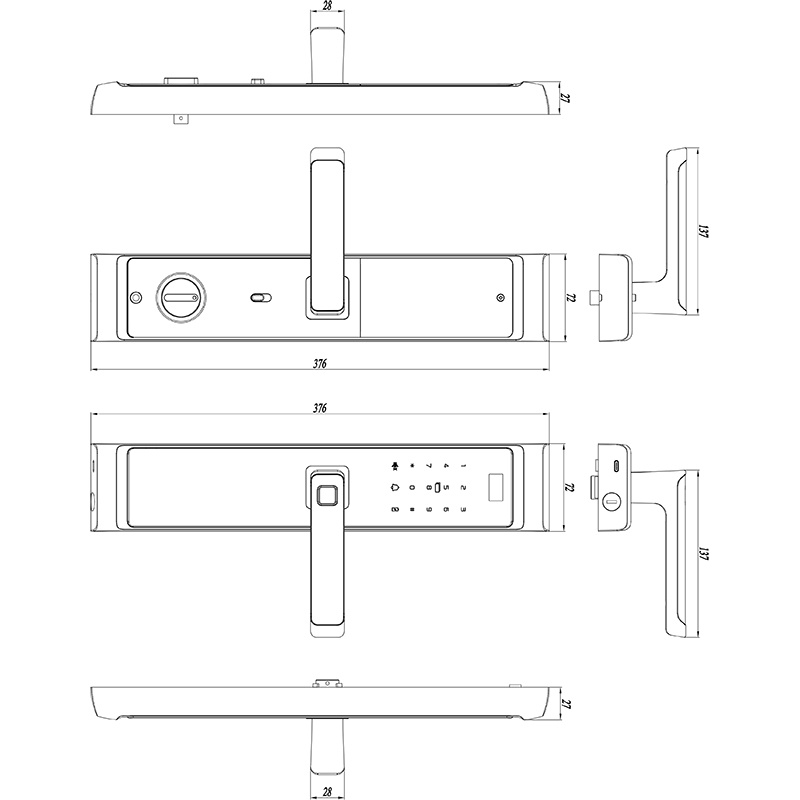 A03 Semi-automatic IP66 Waterproof Entry Door Smart Lock