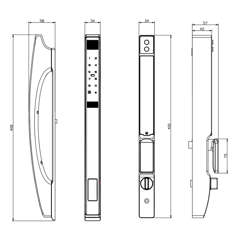J03C フルオートマチック 3D顔認証 IP66防水 サーマルブレイクアルミニウムスマートロック
