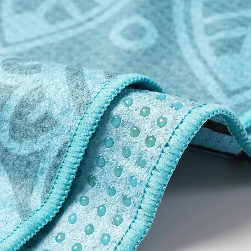 Wholesale Microfiber Sweat-Absorbing Quick-Dry Yoga Towel Thickened Non-Slip Fitness Sports Swimming Beach Square Merbau Pattern factory
