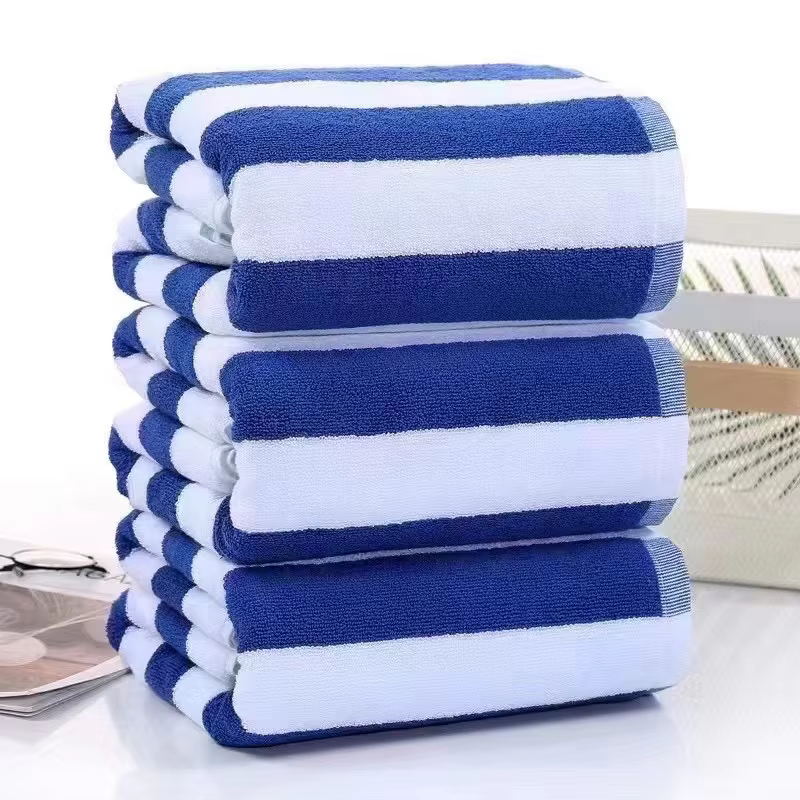 High Quality Luxury Summer Soft Strong Water Absorption Striped Knitted Bath 100% Cotton Custom Beach Towel supplier