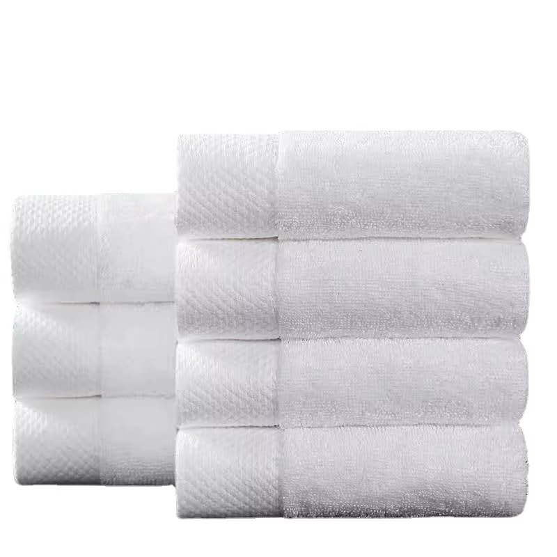 Customized Logo High Quality Solid Color Woven White Hotel Supplies Linens 16S Spiral Satin Grade 100% Cotton Bath Towel factory