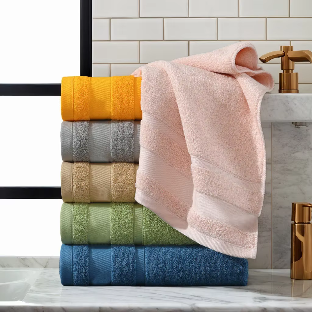 Custom Logo White 100% Cotton Hotel Linen Set Knitted Embroidered Quick-Dry Antimicrobial Face Hand Bath Towels for Home Use details