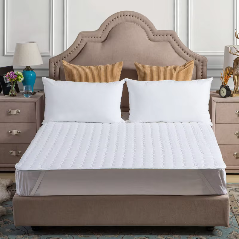 Anti-Stain Anti-Dirt Plain 200TC Eco-Friendly Machine Washable Protective Mat White Brushed Polyester Cotton Bed Protector details