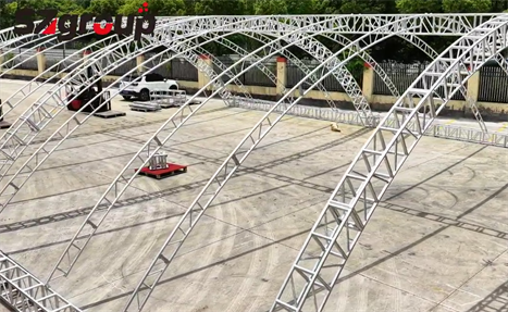 Curved aluminum plate truss system