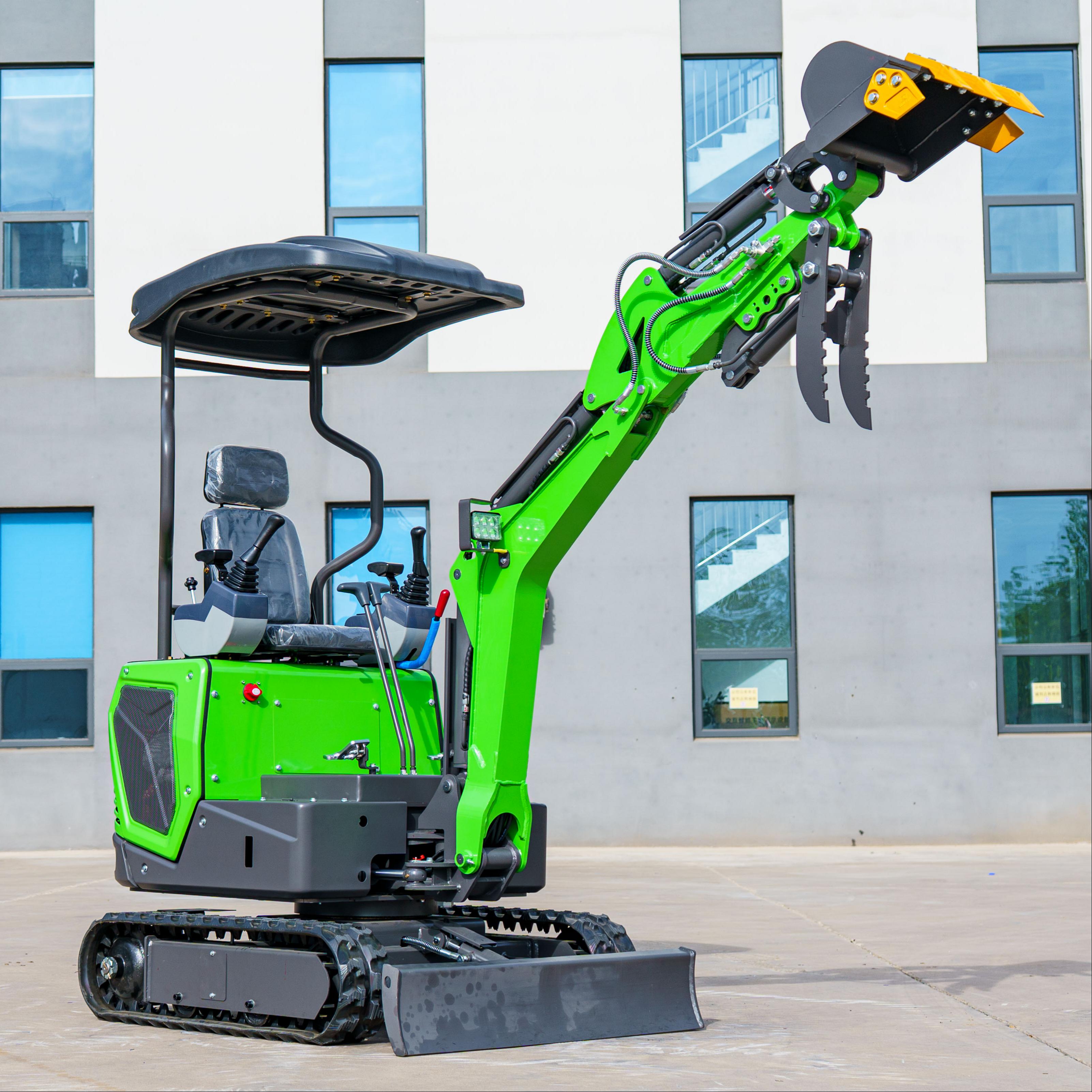 Yeni 1,2 Tonluk Yeşil Çin Fabrikası Kaynağı Mini 1,2 Tonluk Ekskavatör – Bahçe Projeleri İçin Auger Aksesuarlı ve Üst Kol Yan Salınımlı