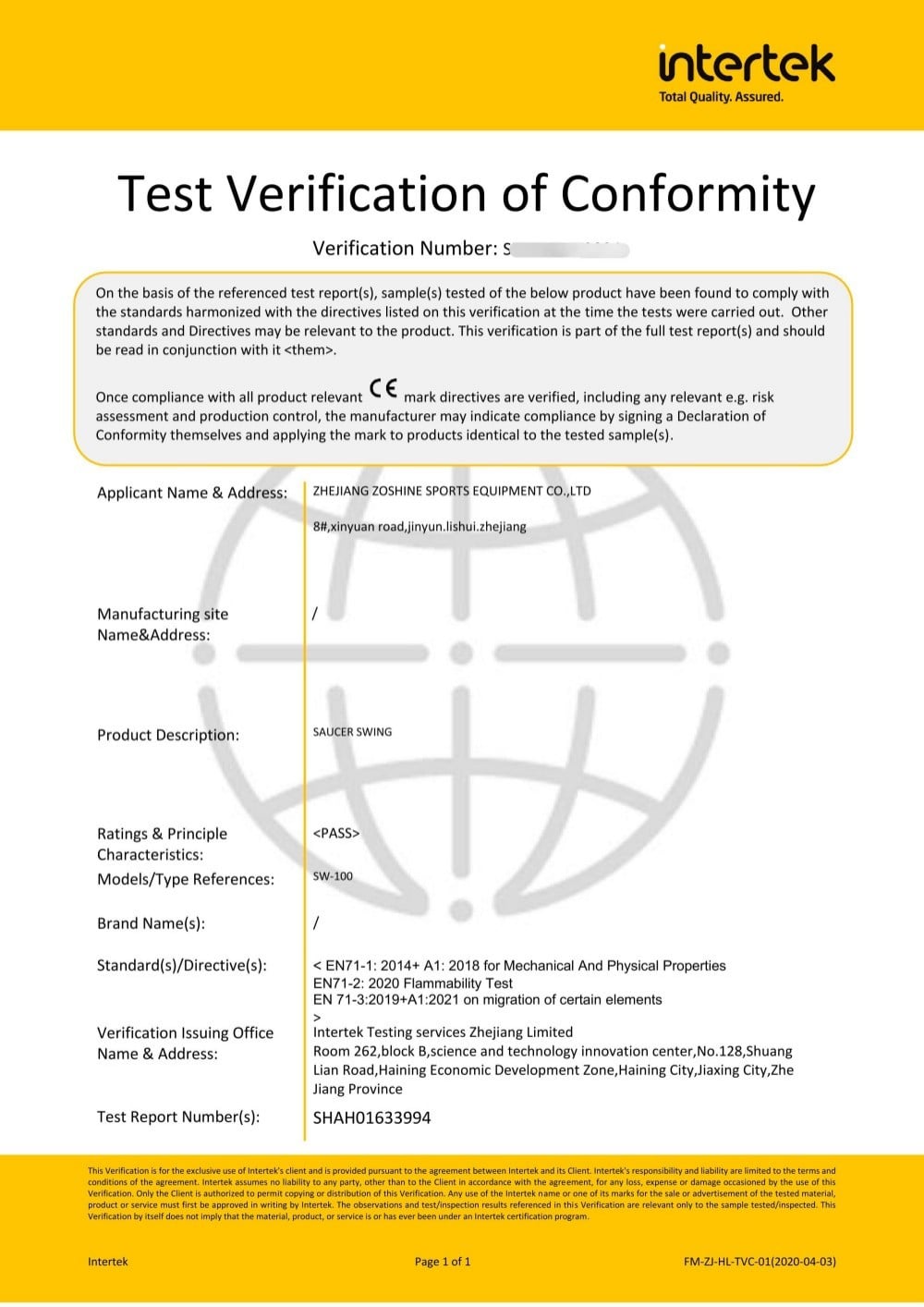 Certification