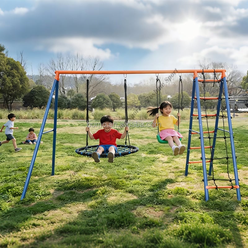 Zoshine Wholesale Durable Swing Set with Ladder and Climbing Rope Outdoor Use Easy Assembly
