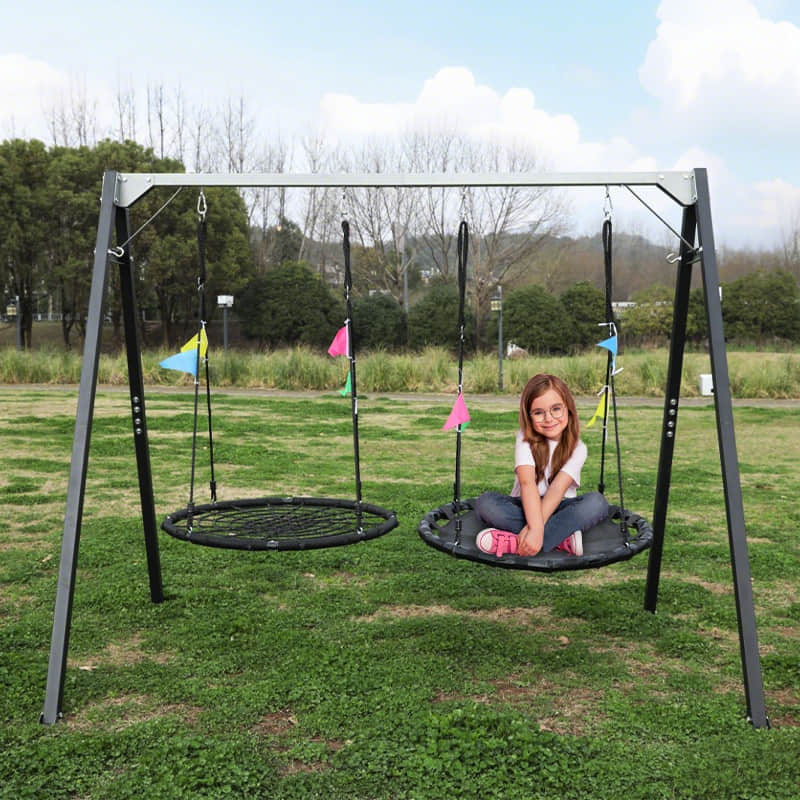 Zoshine Outdoor Metal Swing Set for Kids | Galvanized Steel Frame for Garden Play
