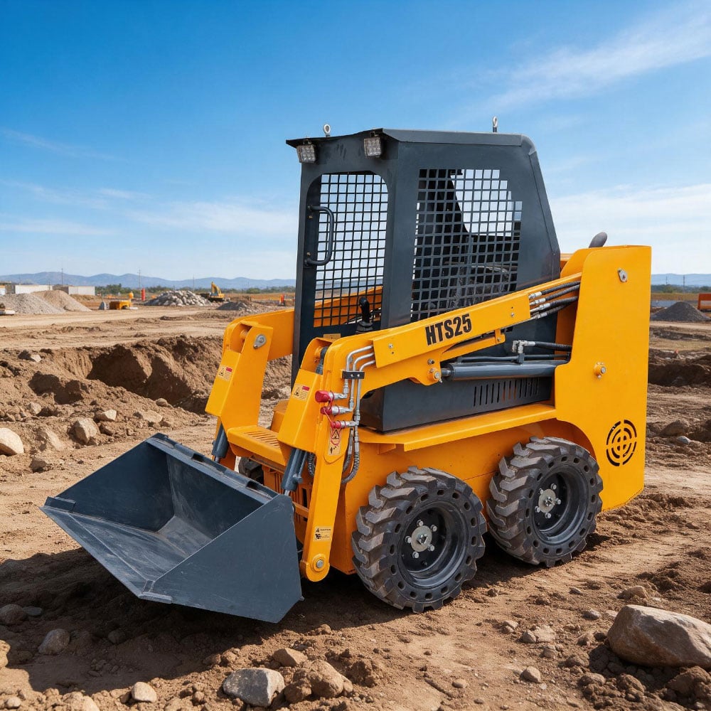 Cargadora de dirección deslizante HTS25 con potencia nominal de 18,5 kW y radio de giro cero
