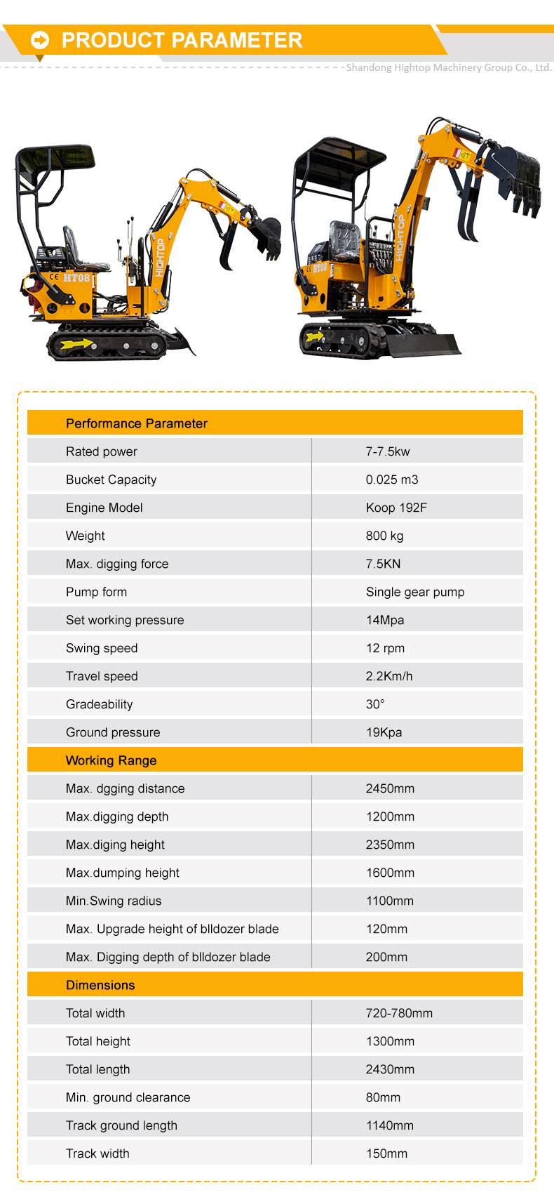 HT-08 Mini Excavator