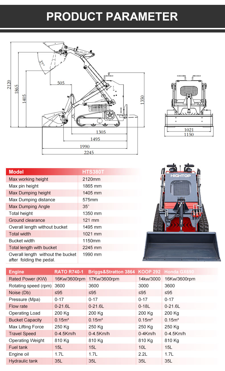 HT380T Mini Skid Steer Loader