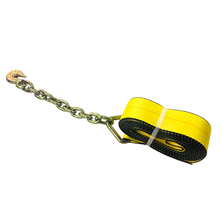 3'' Winch Strap w/ G70 Chain hook | Yellow Webbing