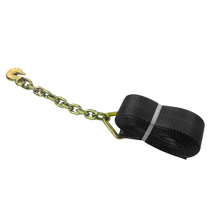 3'' Winch Strap w/ G70 Chain hook | Black Webbing