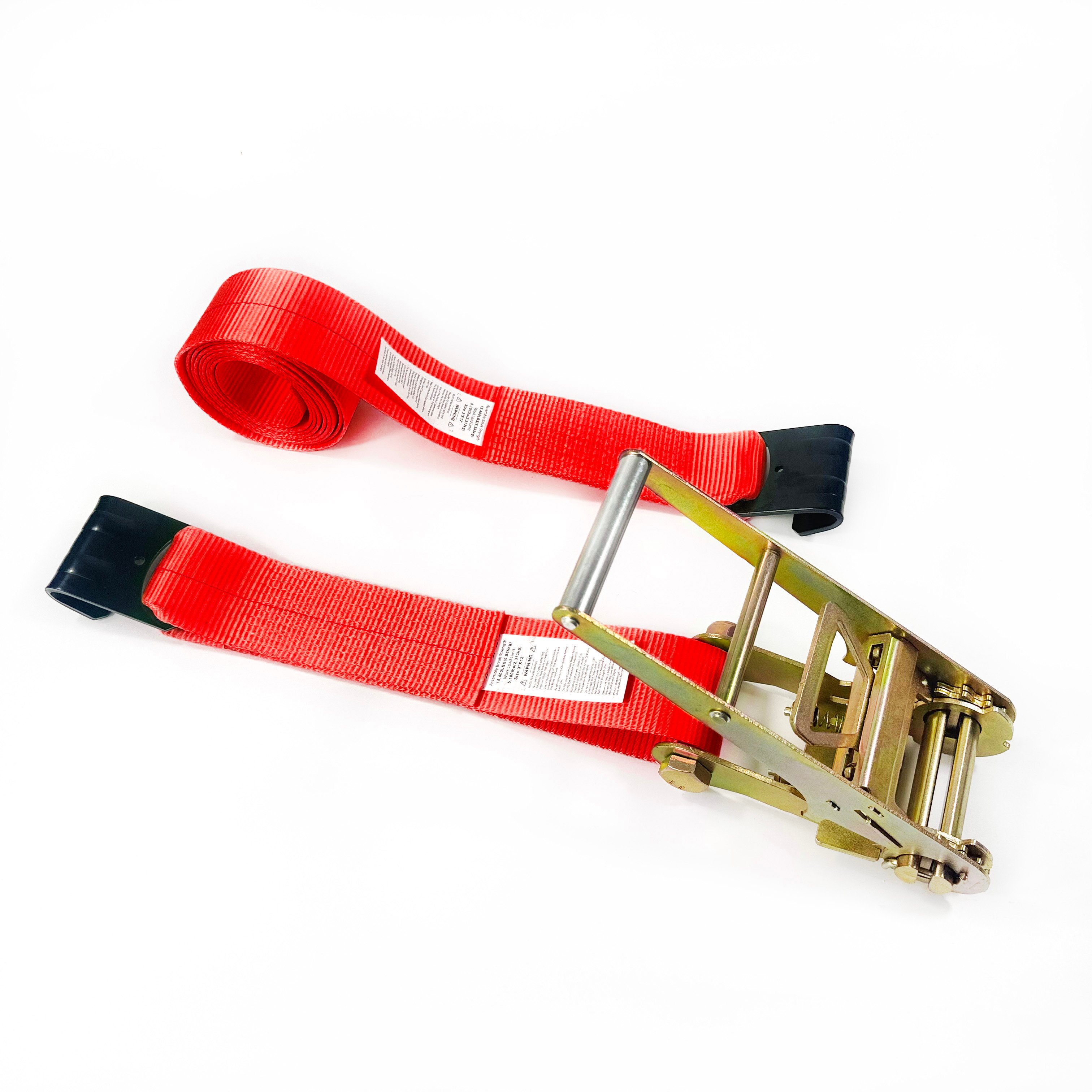 3'' Ratchet Strap w/ Black Flat Hook | Red Webbing