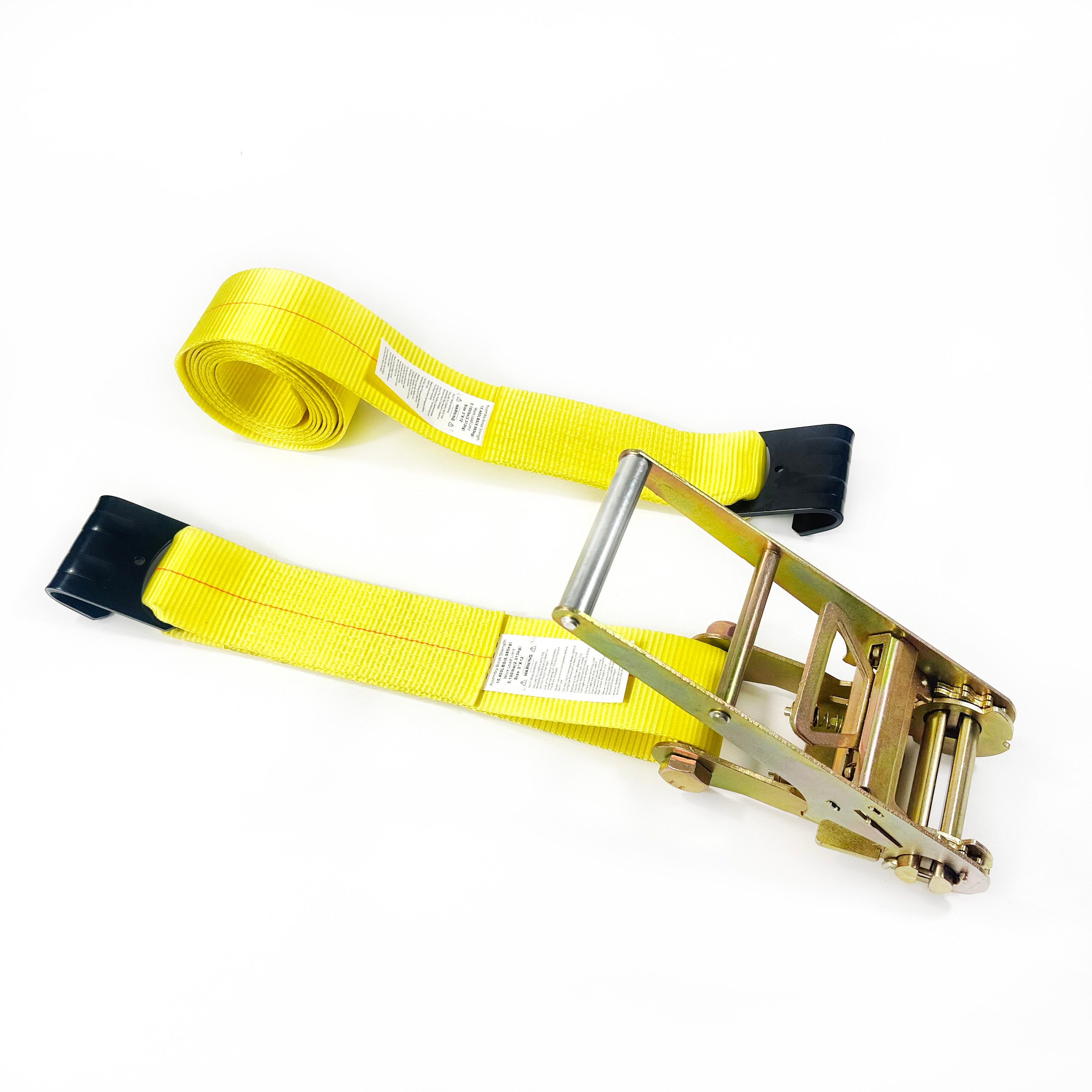 3'' Ratchet Strap w/ Black Flat Hook | Yellow Webbing