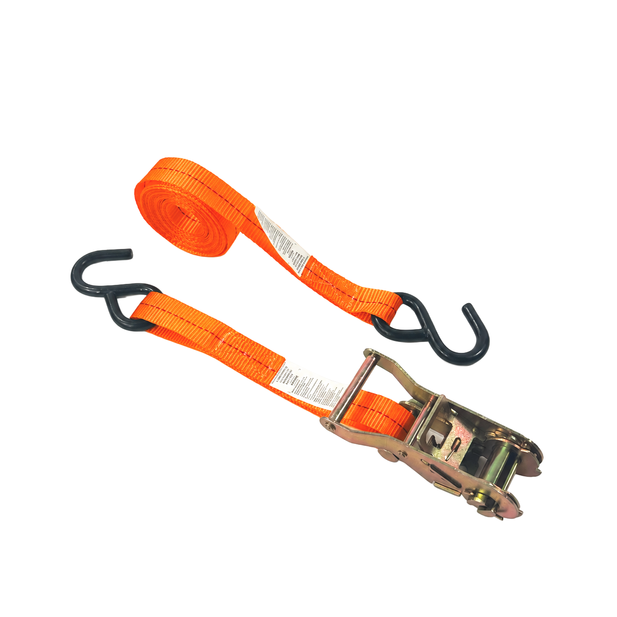 1'' Orange Ratchet Straps W/ Coated S‑Hooks