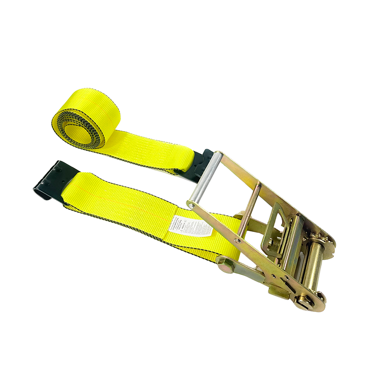 4'' Flat Hook Ratchet Tie‑Down Straps | Yellow Webbing