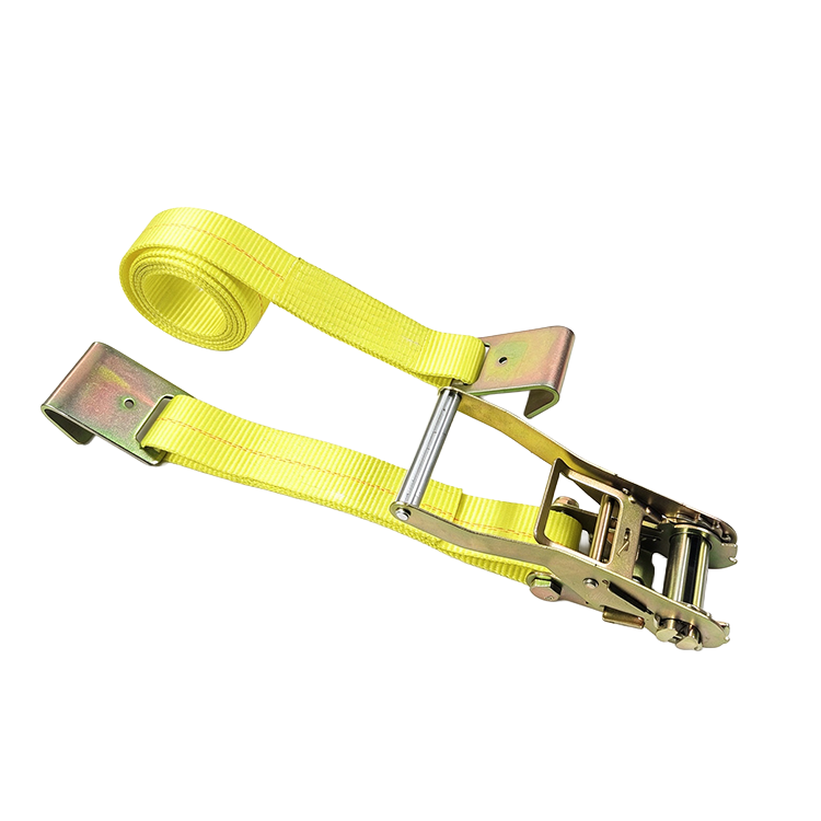 2'' Ratchet Strap w/ Flat Hook | Yellow Webbing