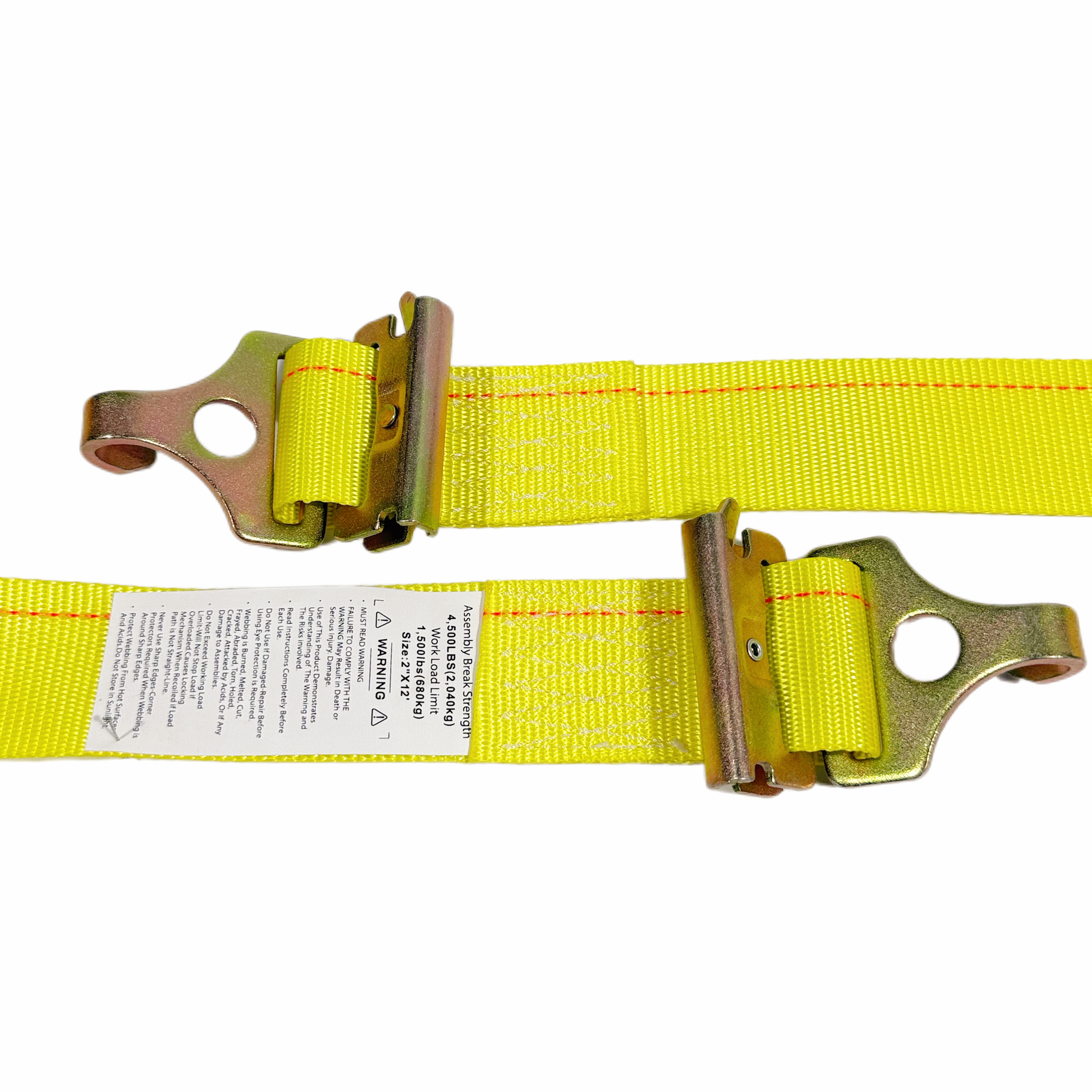 2 e track cam tie down strap with flat stamped j hook  yellow webbing-0