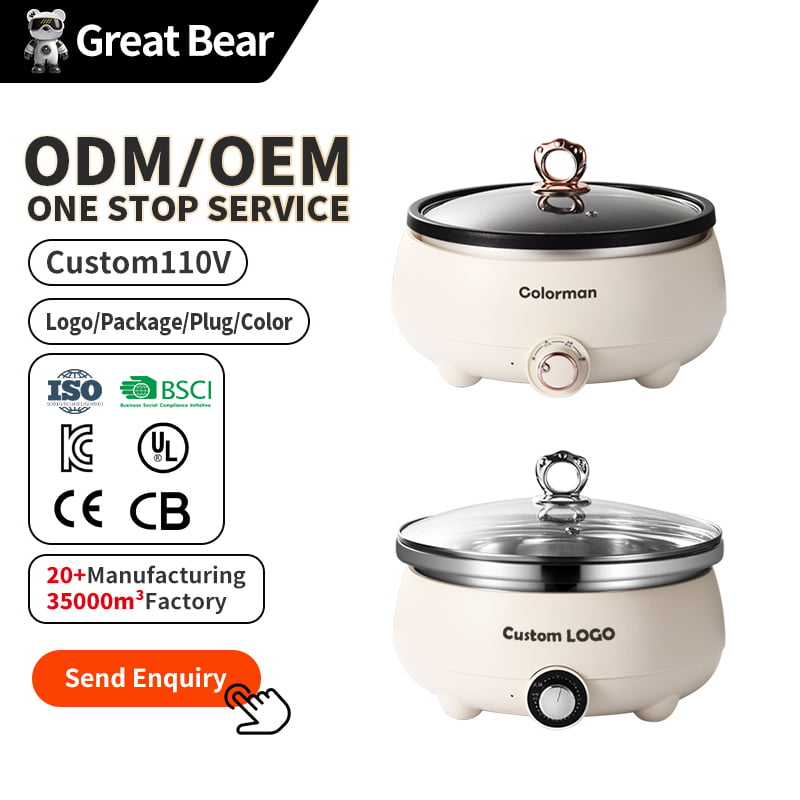 Great Bear Markalı yüksək keyfiyyətli bölünən elektrikli çoxfunksiyalı bişirmə qazanı, 4 L teflonla örtülmüş daxili qazan, rəqəmsal ekranlı saat və avtomatik istilənmə funksiyalı elektrikli bişirmə qazanı