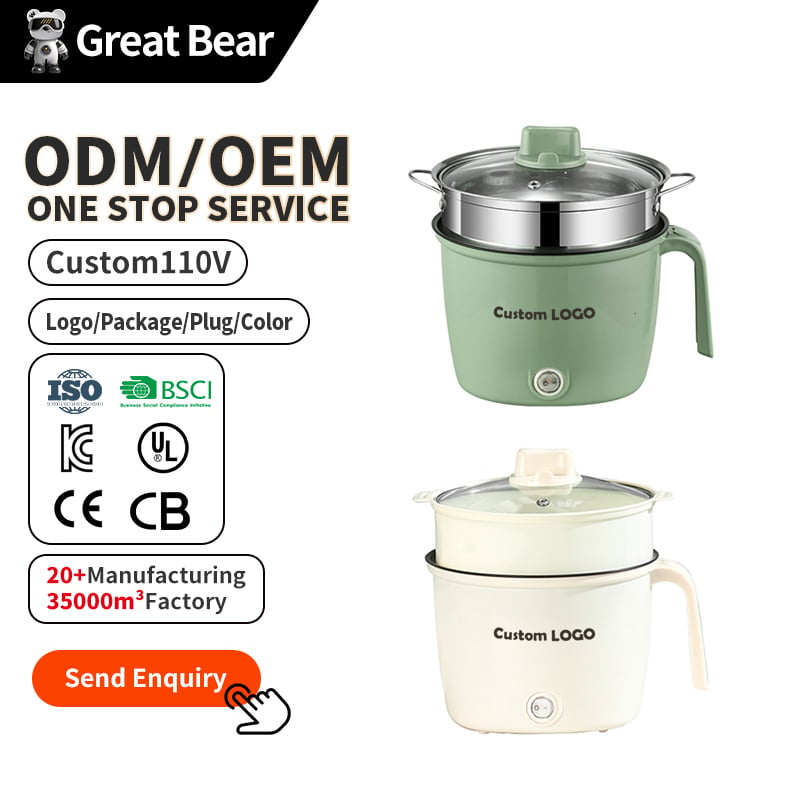 Great Bear 1.5L Mini Electric Cooking Pot Multipurpose Non Stick Portable Electric Pot for Noodles Steaming Soup Hot Pot