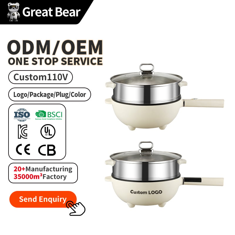 Pan Elettriku għall-Frittura ta’ Great Bear, 1350W, 5L, Produttur b’Kontroll Intelligenti, Utensili għall-Kukkja Elettriċi, Pot għall-Kukkja b’Iżda It-tul