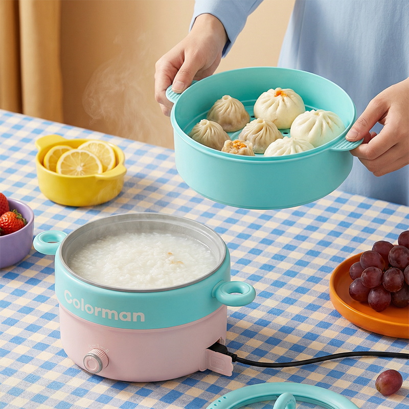 3l electric cooking pot portable 220v 800w electric skillets with tempered glass lid-4