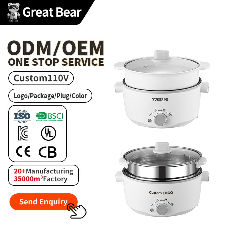 Great Bear Household Custom 22-28cm Plug-in Non Stick Electric Cooking Pot 3.8L 1000w Electric Hot Pot for Household