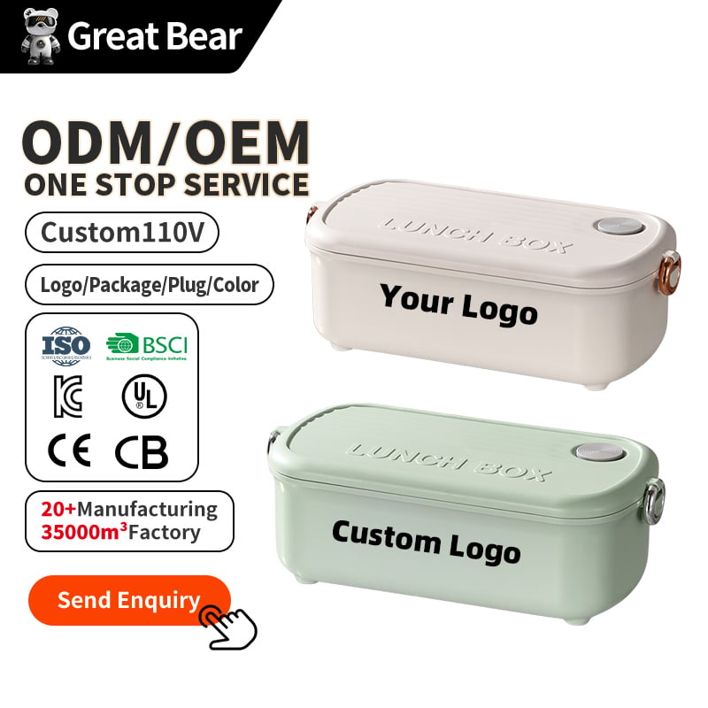 Great Bear Wholesale 304 Stainless Steel Electric Heated Lunch Box Car & Home Use Electric Lunch Box Food Warmer