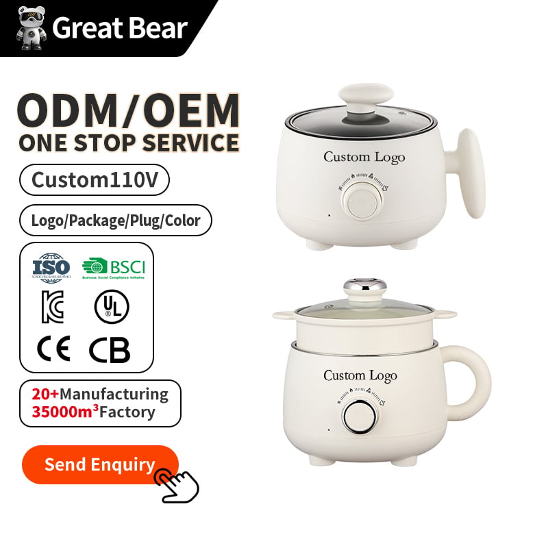 Great Bear Pot Elettriku Għali Ħażin ta' Kukinaja ta' 600 W, Kukinaja Ħanut 1,8 L b'Daħla Ħanut b'Kulur Anti-Ġlid