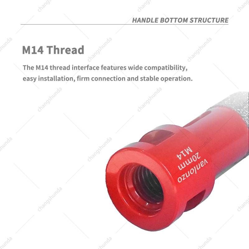 Van Lonzo M14-8pc Red Exposed Diamond Drill Bit Set, Vacuum Brazed M14 Thread Diamond Hole Saw Kit, Heavy Duty M14-8pc Red Exposed Diamond for Angle Grinder Tile Marble Granite Drilling
