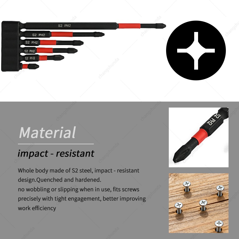 Van Lonzo Magnetic Phillips Screwdriver Bits 6PC Set, S2 Alloy Steel Impact Resistant PH2 Cross Screwdriver Bit Kit, Heavy Duty Magnetic Phillips Screwdriver Bits 6PC for Electric Drill & Impact Driver
