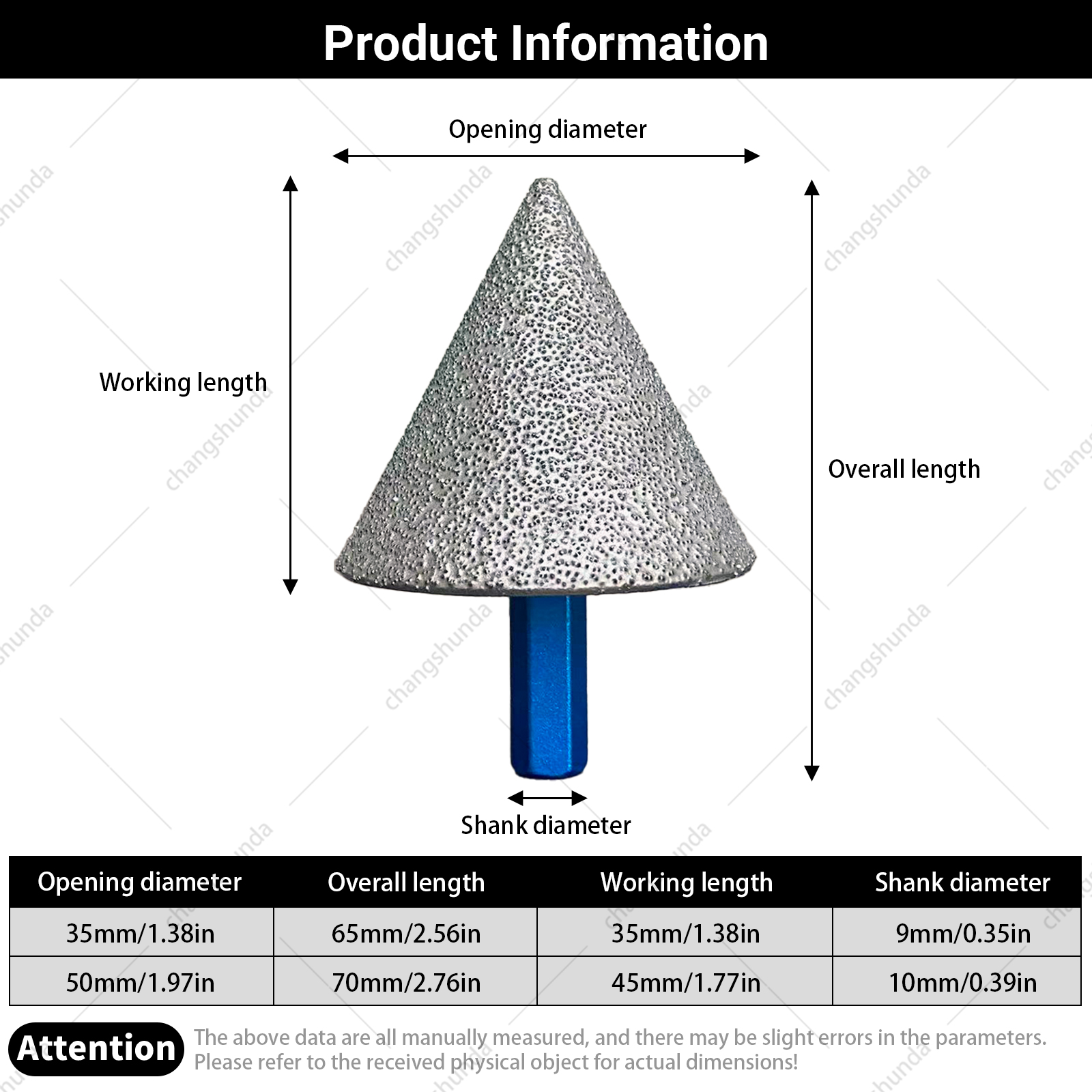 Van Lonzo 2PC Chamfer Tool Set, 35mm Triangle Shank & 50mm Hex Shank Diamond Chamfer Bits for Tile, Marble, Granite & Concrete Hole Trimming
