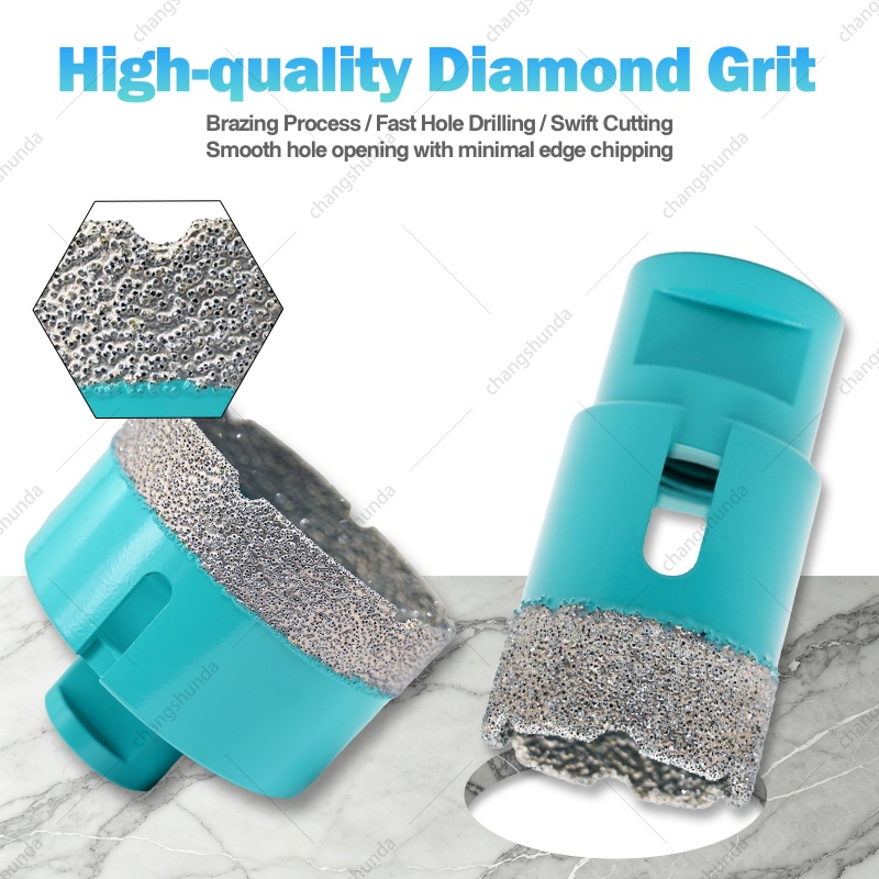M14-8PC Aluminum Case Blue Vacuum Brazed Diamond Core Drill Bit Set, Dry Cutting Hole Saw Kit for Tile Marble Granite Angle Grinder
