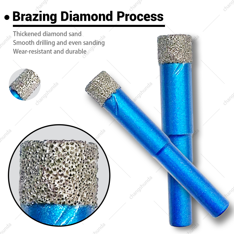 Van Lonzo Blue Exposed Grit Dry Diamond Drill 9PC Set, Brazed Hex Shank Dry Cutting Tile Drill Kit, Multi-Size Blue Exposed Grit Dry Diamond Drill 9PC for Cordless Drill Stone Ceramic Glass Dry Drilling
