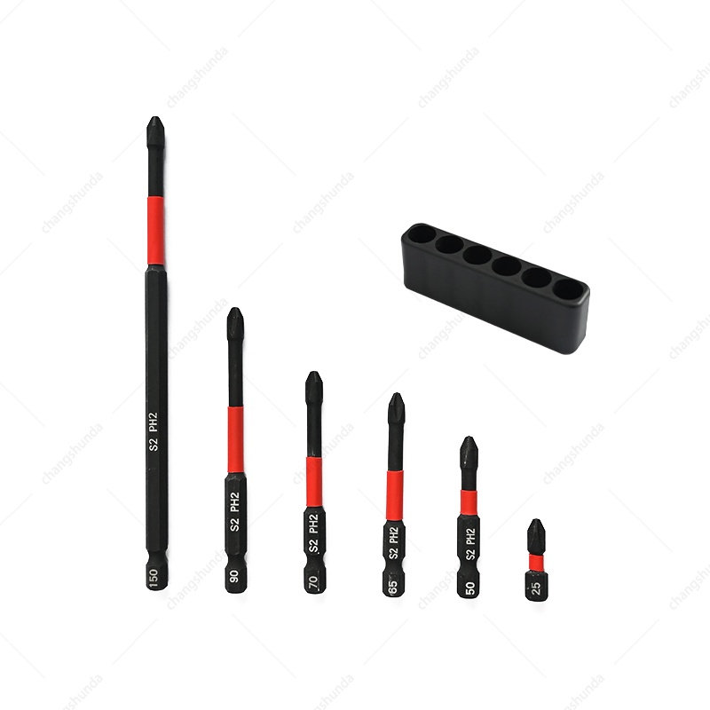 Van Lonzo Magnetic Phillips Screwdriver Bits 6PC Set, S2 Alloy Steel Impact Resistant PH2 Cross Screwdriver Bit Kit, Heavy Duty Magnetic Phillips Screwdriver Bits 6PC for Electric Drill & Impact Driver
