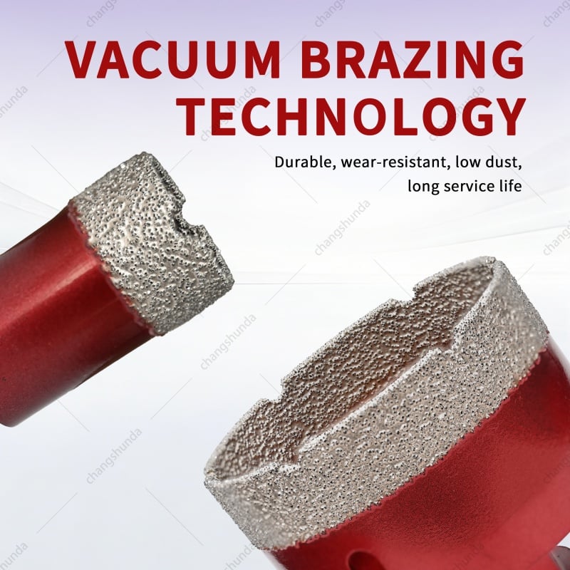 Van Lonzo M14-10pc Red Exposed Diamond Segment Core Drill Bit Set, Vacuum Brazed M14-10pc Red Exposed Diamond Kit for Granite Marble Tile Drilling, Complete M14 Thread Diamond Hole Saw Combo with Portable Aluminum Storage Case
