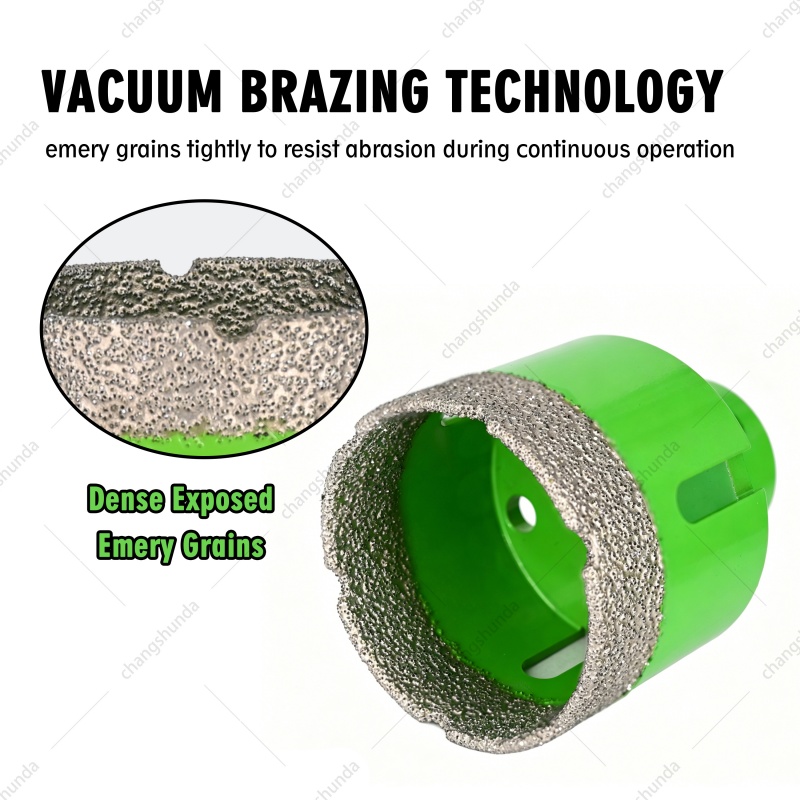10pc-M14 Light Green Diamond Dry Drill Bit Set with Storage Bag, M14 Thread Brazed Hole Saw Kit Including Core Bits, Trimming Bit & Chamfer Bit for Angle Grinder

